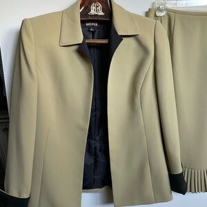 Kasper Tan Suit Set with Navy Details